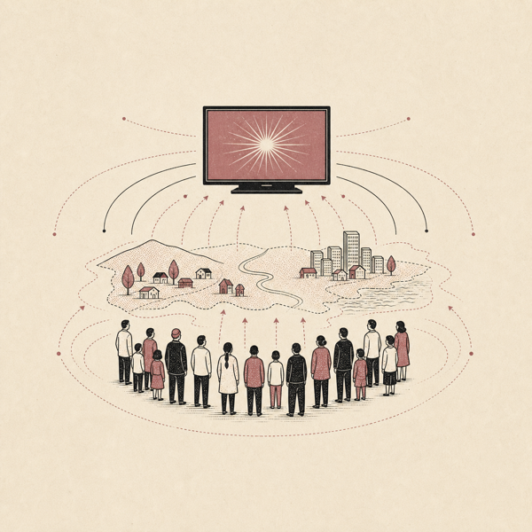 Signals ripple from a screen across society