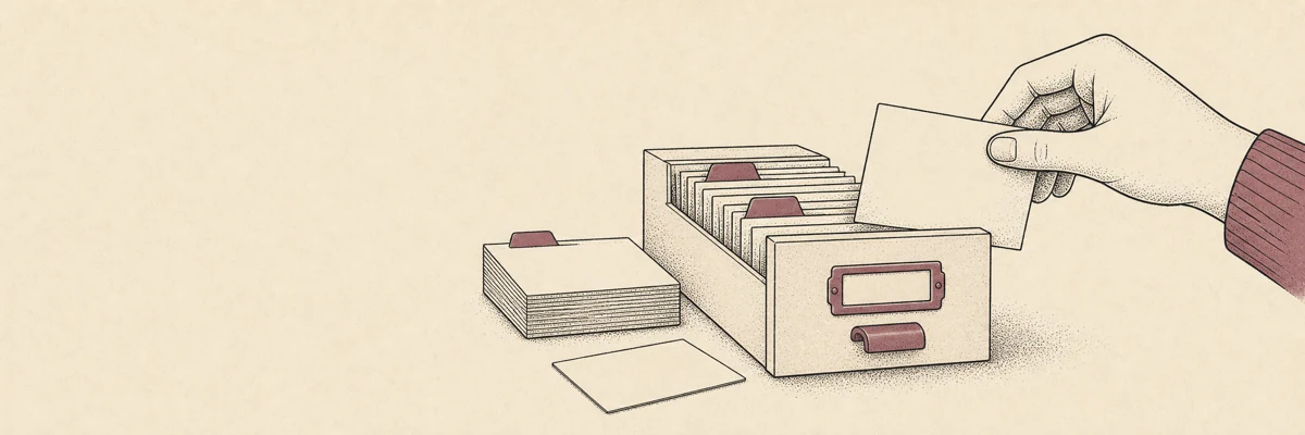 Evidence cards are organised into a card-index collection