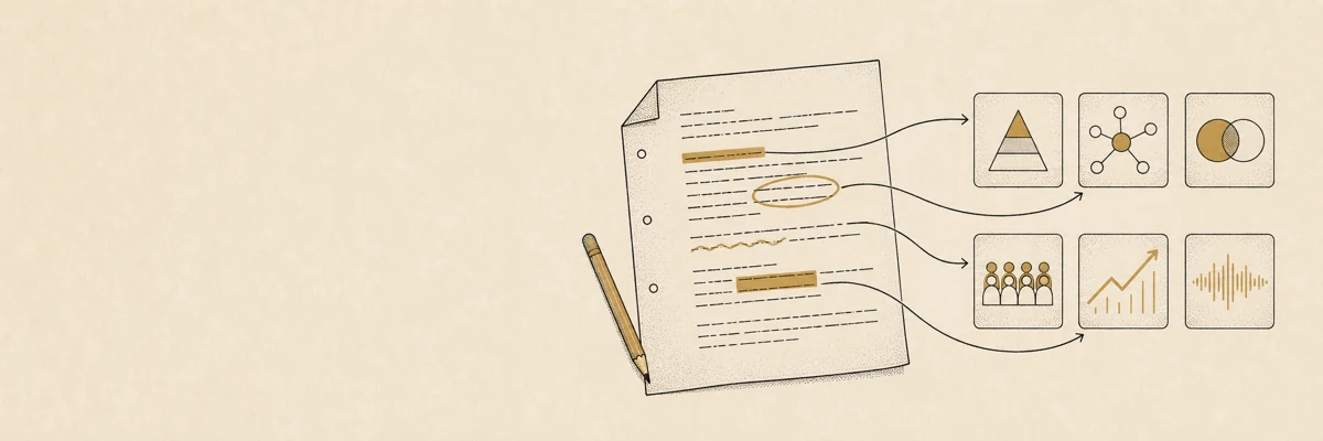 Annotation arrows map parts of a script to an analytical framework