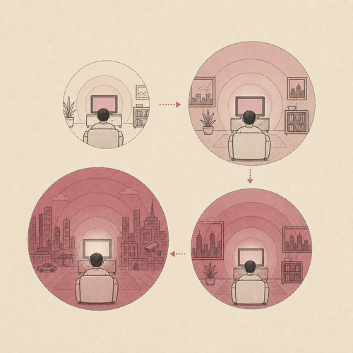 A television gradually recolours a viewer's surrounding world